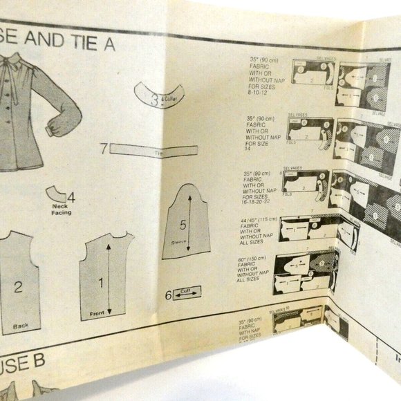 Vintage Vogue Pattern Womens Blouse and Tie Top 4 Styles Size 12 UK/8 USA Uncut - Picture 11 of 12